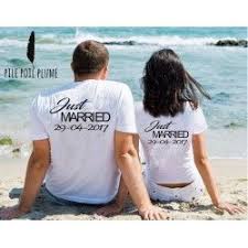 Une bonne idée pour relever le défi garder les objets jusqu'à leur fin de vie. T Shirt Couple Just Maried Date Tenue Lendemain Mariage T Shirt Chemise