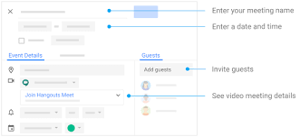 Create Events Name The Meeting Enter Date And Time Invite Guests And Manage Details In 2020 Distance Learning Education Learning Centers School Signs