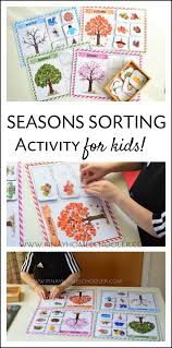 If you're looking for seasonal art projects for kids, or outdoor activities with nature, here's 8 fun autumn activities for preschoolers. Four Seasons Sorting Activity Seasons Preschool Preschool Activities Montessori Activities