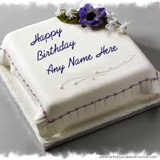 We have a special feature which is known as the name feature. Purple Flower Cake Edit With Boy Name Online