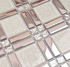 Tif I Like This White Glass Mixed Silver Stainless Steel Mosaic And Diamond For Kit Espejos De Pared Decorativos Fondo De Mosaico De Cocina Azulejos De Ducha