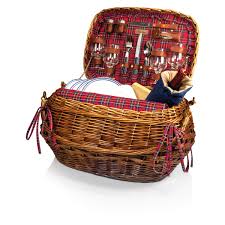 Picnic at ascot buckingham picnic basket for four with coffee service. Picnic Time Highlander Deluxe Willow Picnic Basket For 4