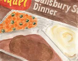 There's a homeless guy who lives at our local dog park. Banquet Salisbury Steak T V Dinner By Jennifer Mazur