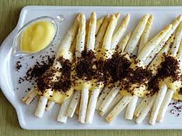 Roasted White Asparagus With Sauerkraut Hollandaise And Toasted  Pumpernickel Breadcrumbs : Recipes : Cooking Channel Recipe | Cooking  Channel