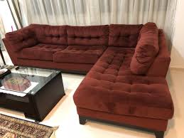 Finding the right sofa doesn't have to be hard. Raymour Flanigan Maroon Suede L Shaped Sofa Furniture Sofas On Carousell