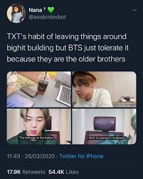 Txt Updates On Instagram Txt Really Are Bighits Babies I Love How Jimin Knee Who S Notebook It Was In 2020 Kpop Memes Bts Bts Memes Hilarious Bts Tweet