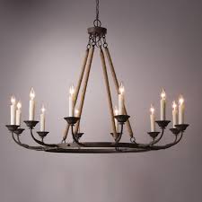 Vintage Flaxen Hemp Rope Rust Metal 12 Light Rustic Round Candelabra Chandelier Ebay