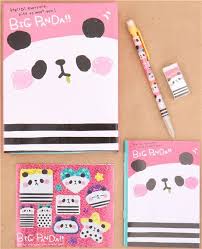 Cute Pink Panda Q Lia Stationery Set With 5 Pieces Other Cute Things Stationery Kawaii Stationery Cute Stationery Stationery