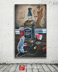 Devils Choice Rat Wall Canvas adult art Fun Jack D coke cola shadow cup