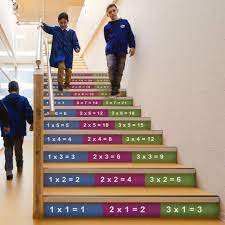 Upgrade your stairs in no time! Large Multiplication Chart School Decor Math Facts Multiplication Math School Decor Stair Riser School Dec Stair Riser Decals Staircase Decals Stair Decals
