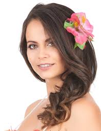 Barrette fleur rose Hawaï