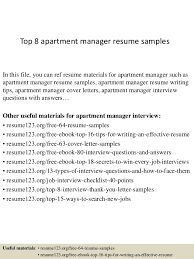top 8 apartment manager resume samples
