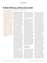 American meritocracy does not exist. Pdf The Myth Of Meritocracy And African American Health