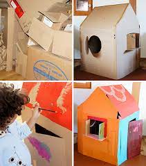 Kann ich meinem zwergkaninchen ein haus aus zum beispiel einem schuhkarton bauen oder ist die druckerfarbe womöglich schädlich falls das kaninchen sein häu. Kinderhaus Aus Pappe Frau Scheiner Spielhauschen Aus Karton Karton Kinder Kartonhaus