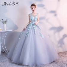 us 194 98 modabelle princess embroidery flower prom dress light blue women elegant 3d tiffany color flowers evening ball gown fairy 2018 in prom