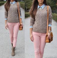 Fashforfashion Style Inspirations Casual Pink Jeans Outfit Fashion Pink Pants Outfit