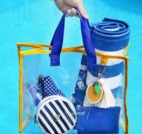 Waterproof Large PVC Zipper Bag, Transparent Clear Tote Pouch for Travel,  Beach, Cosmetics, Makeup