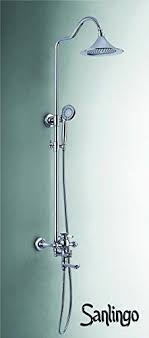 Nostalgie Retro Duschset Dusche Badewanne Einhebel Armatur Sanlingo Chrom Komplett Regenschauer Handbrause Stange Wannenauslauf Seri Handbrause Dusche Duschset