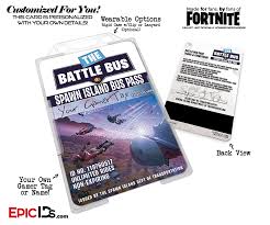 Battle royale that transports players to the island at the beginning of every game. Fortnite Inspired Battle Bus Bus Pass Custom Personalized Epic Ids