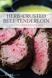 Beef tenderloin with parmesan cream sauce is a simple, elegant dish to serve when entertaining during the holidays or on special occasions! Herb Crusted Beef Tenderloin Roast With Bearnaise Sauce Recipe Beef Tenderloin Recipes Filet Recipes Tenderloin Recipes