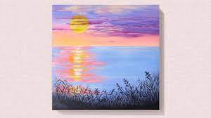 Today, i am going to paint sunrise, requested by one of. Easy Sunset Painting Tutorial For Beginners Learn How To Paint Step By Sunset Painting Sunrise Painting Painting Tutorial