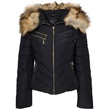 Hollies Chatel Poly Down Fake Fur Black Faux Fur Jacket Fake Fur Faux Fur Jacket