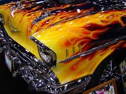 Flame Paint Job On A 1957 Chevy Taken At World Of Wheels Car Show In Chicago You Can See More Of My Car Show Photos Custom Cars Paint Cool Cars Car Painting