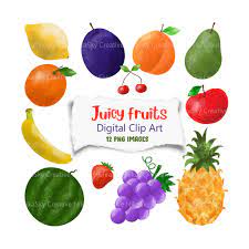 Juicy Fruits Clipart Digital Clipart Watercolor Png Etsy In 2021 Clip Art Fruit Clipart Digital Clip Art