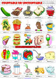 countable or uncountable nouns esl exercises worksheet