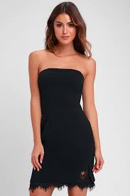 Mateo Black Lace Strapless Bodycon Dress Strapless Bodycon Dress Dresses Lace Strapless