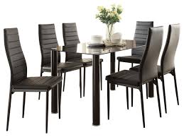 Shop our best selection of contemporary & modern kitchen and dining room table sets to reflect your style and inspire your home. 7 Piece Feister Ultra Modern Dining Set Table Glass Top 6 Chair Black Contemporary Dining Sets By Amoc Houzz