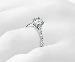 Petite Pave Cathedral Engagement Ring In 14k White Gold 1 2 Ct Tw Blue Nile Engagement Rings 14k White Gold Engagement Rings Cathedral Engagement Rings