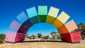 Wide Angle View Of Rainbow Coloured Shipping Containers In Fremantle Australia Fremantle Bing Backgrounds Australia