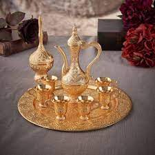 Latest Model Gold Color Moroccan Tea Cups Set Tea Cup Set Turkish Tea Cups Turkish Teapot