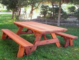 Use The Table For Buffet And Benches For People To Sit On Around The Yard Picnic Table Outdoor Picnic Tables Picnic Table Kit