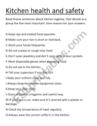 Maybe you would like to learn more about one of these? Kitchen Hygiene And Safety Rules Esl Worksheet By Mrbeen1