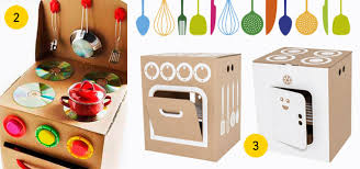Pape1, cart6n, eartulina, botellas y envases de plastico, tubos de cart6n y rollos, pajitas de beber, cajas y plastilina. Cocinita De Juguete Para Pequenos Chefssomelittlepeople