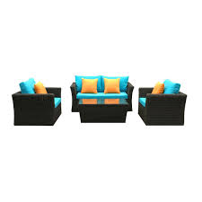 Set Mobilier Gradina Negru Canapea 2 Fotolii Masa Perne Hoome Ro