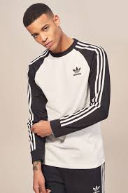 Adidas Black And White Long Sleeve Shirt Mens Adidas Originals 3 Stripe Long Sleeved Tee White Long Sleeve Tshirt Men Adidas Men Adidas