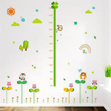 Us 4 56 8 Off Cartoon Forest Animals Height Measure Wall Stickers For Kids Rooms Children Height Growth Chart Wall Decals Poster Mural In Wall