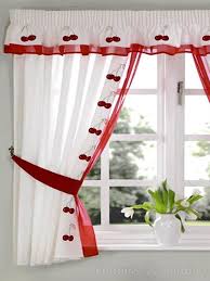 red & white cherry embroidered kitchen