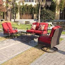 Better Homes Gardens Providence 4 Piece Patio Conversation Set Red Walmart Com Patio Furniture Cushions Patio Furniture Sets Conversation Set Patio