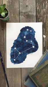 Leo Constellation Celestial Watercolor Painting Leo Etsy Constellation Art Mini Canvas Art Painting Art Projects