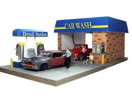 1 24 Car Wash Diorama With 4 Figures And Working Light Car Wash Car Diorama