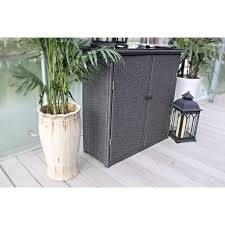Make your patio much more useful. Indoor Outdoor Wicker And Rust Proof Aluminum Serving Bar Buffet Table Storage Unit Grey Black Walmart Com Walmart Com