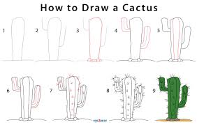 1) draw a rectangle that will define the conditional proportions and boundaries of the chosen drawing. How To Draw A Cactus Easy Step By Step Learn How To Draw