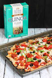Crispy Supreme Flatbread Quinoa Pizza Crust Gluten Free Ambitious Kitchen Quinoa Pizza Crust Recipes Flour Recipes