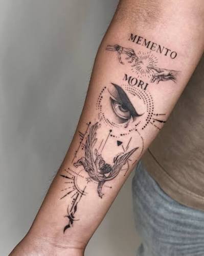 Memento Mori", a reminder that life is fleeting, and every moment is worth living fully. Fine line, realism, and sacred symbolism in one custom piece. 👇 See more of her work @laridourado.tattoo . . . . . . . . . . #