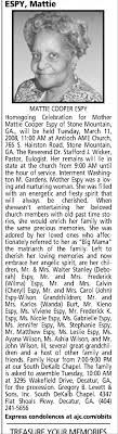 Obituary for Mattie COOPER ESP Y ESPY Homegoing