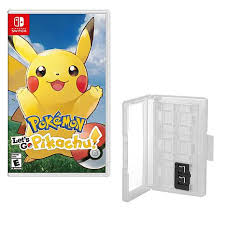 Can battle or trade with other players with either copy of the game: Pokemon Let S Go Pikachu Game For Nintendo Switch With Game Caddy 9020579 Hsn